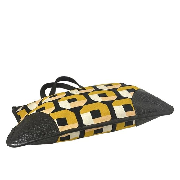 Auth PRADA - Black Dark Brown Multi Canvas Leather Handbag - Picture 3 of 8